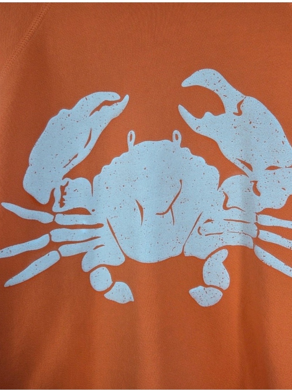 Retro Brand Orange Crab Graphic Raw Hem Sweatshirt Medium Made in USA Cotton - Picture 2 of 6